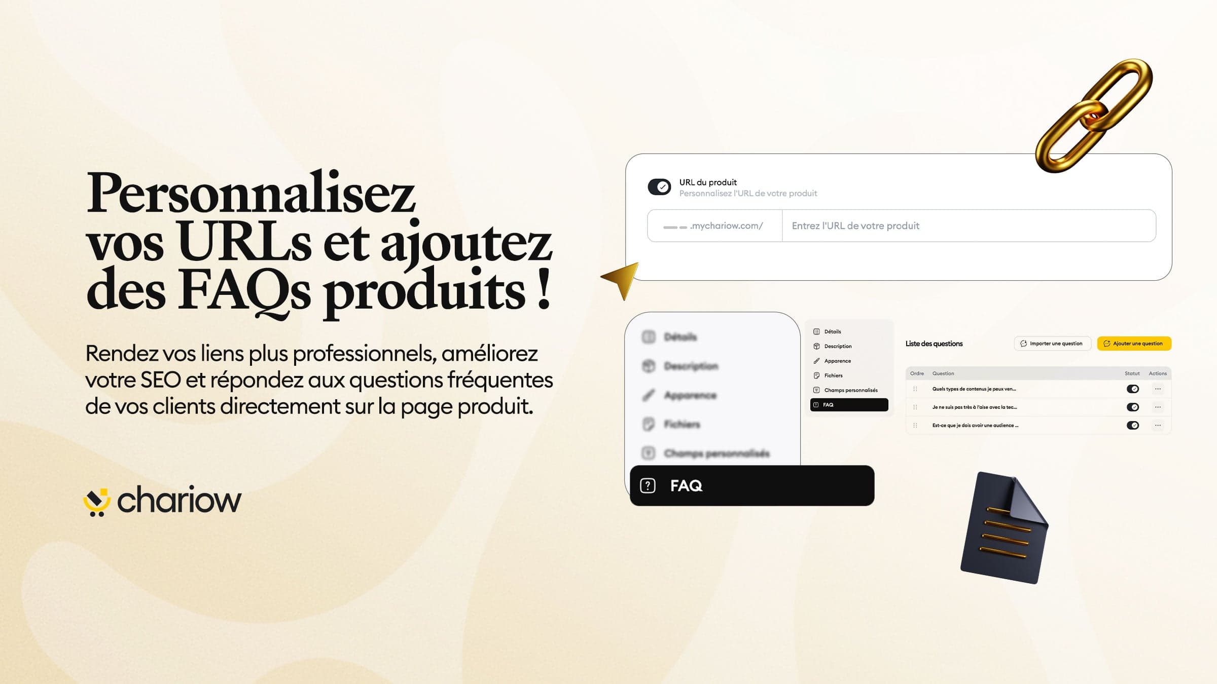 Customize your URLs and add FAQs to your products