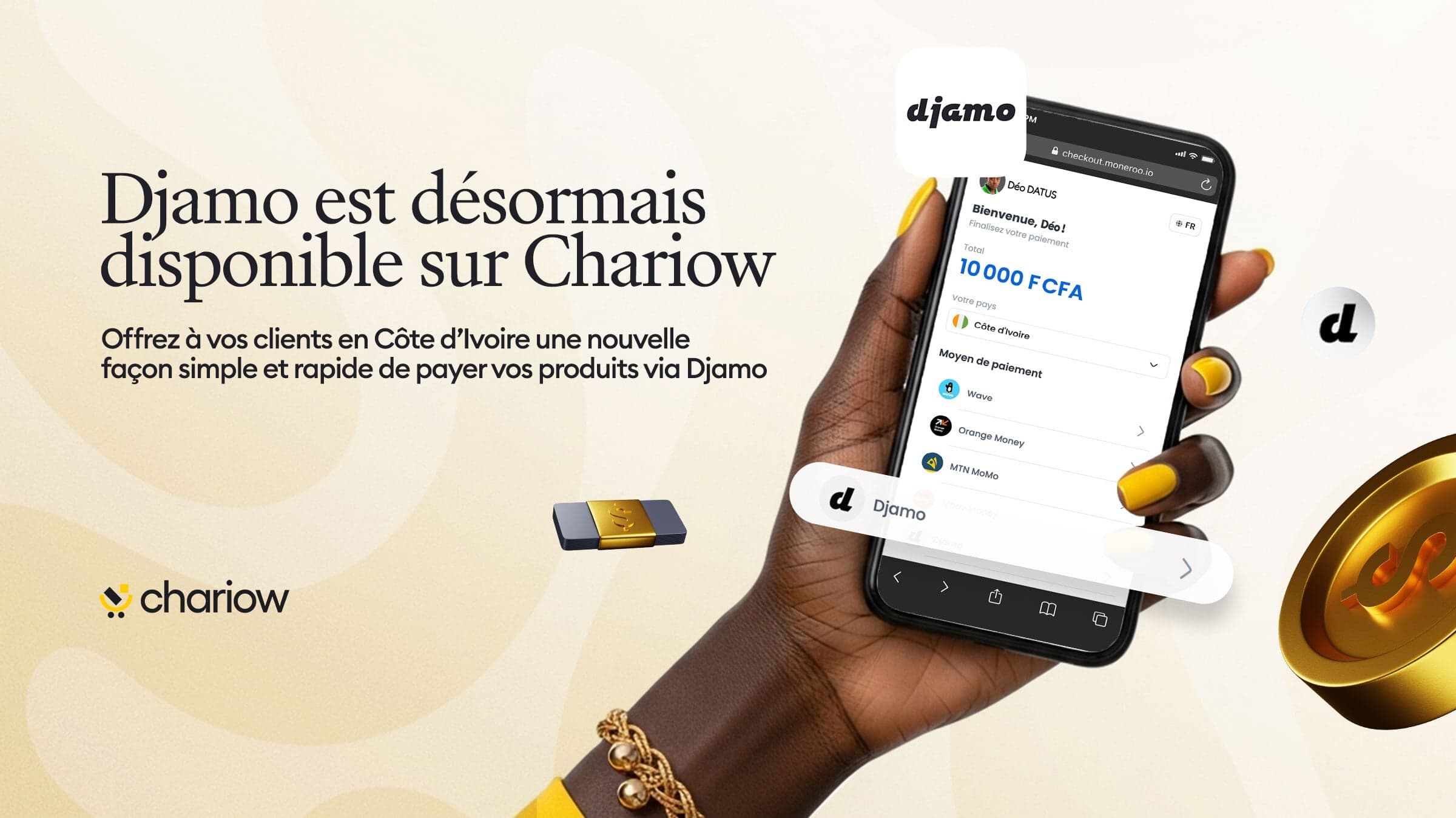 Your customers in Côte d'Ivoire can now pay via Djamo 🇨🇮