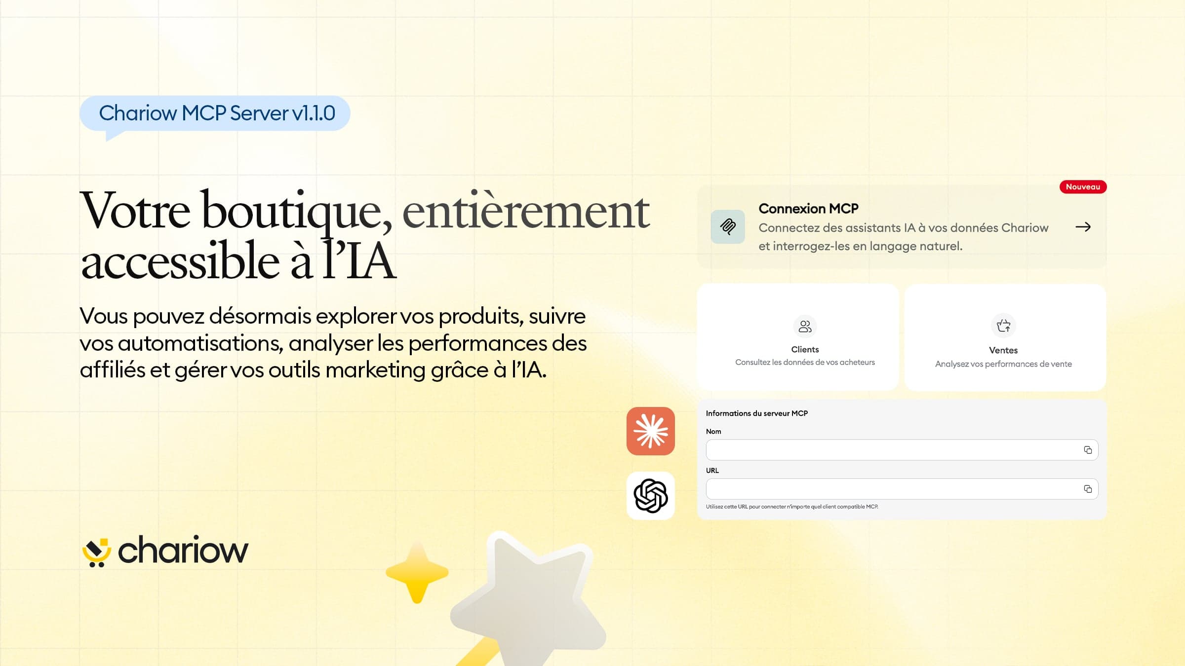 Chariow MCP Server v1.1.0 : Votre boutique, entièrement accessible à l’IA