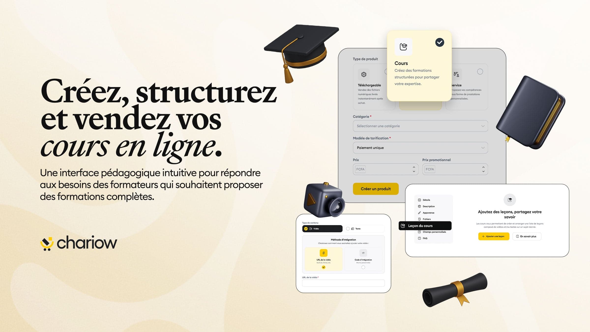 Créez, structurez et vendez vos cours en ligne.