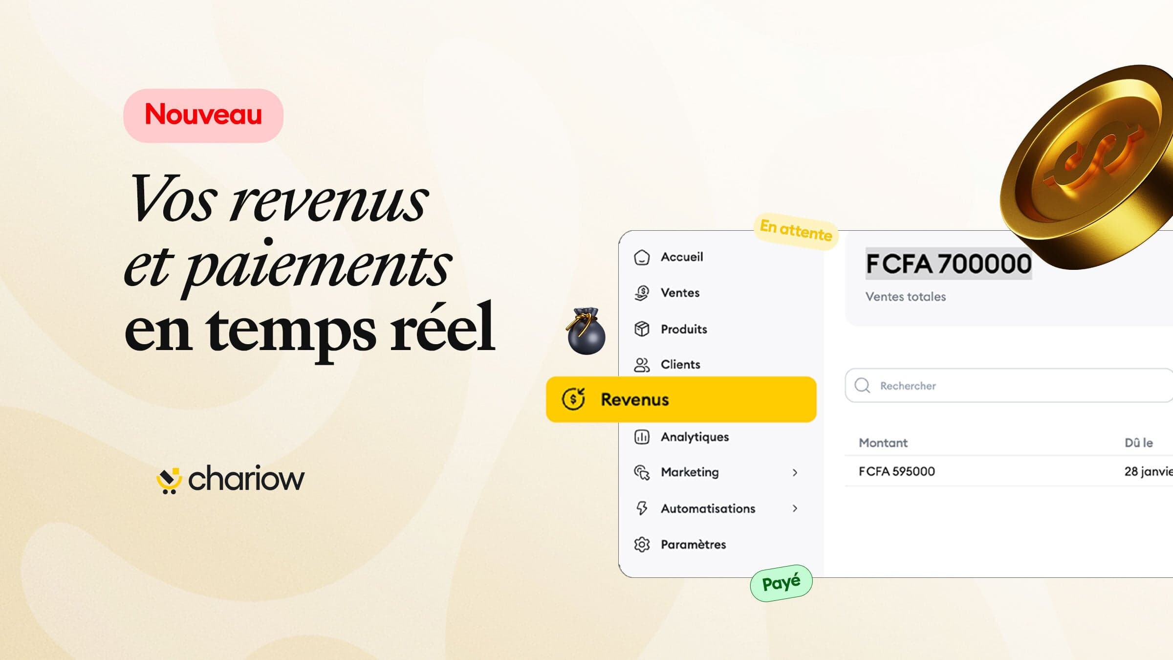 Nouvelle fonctionnalité disponible : Revenus 🤑