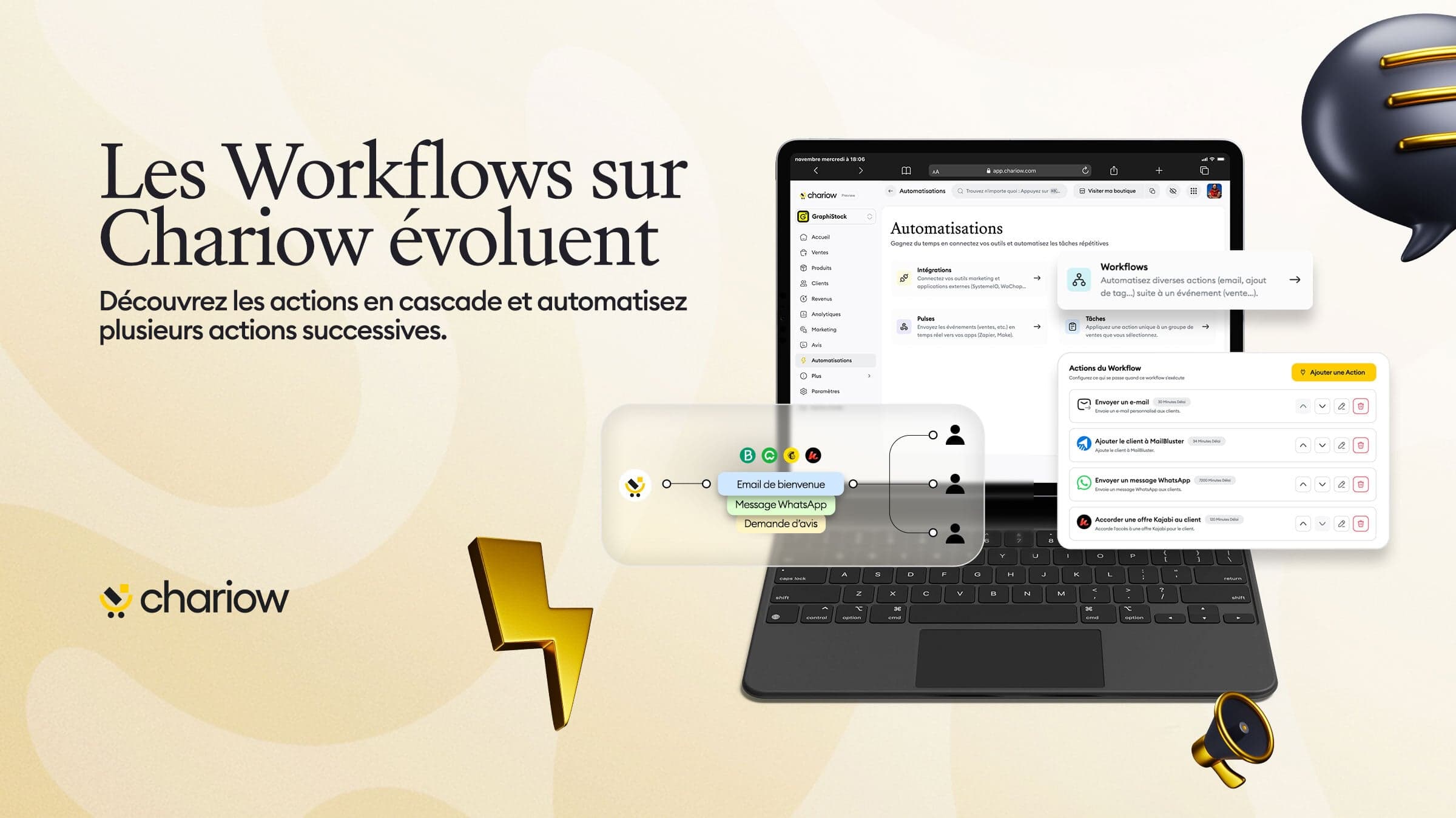 Les Workflows sur Chariow évoluent : Découvrez les actions en cascade