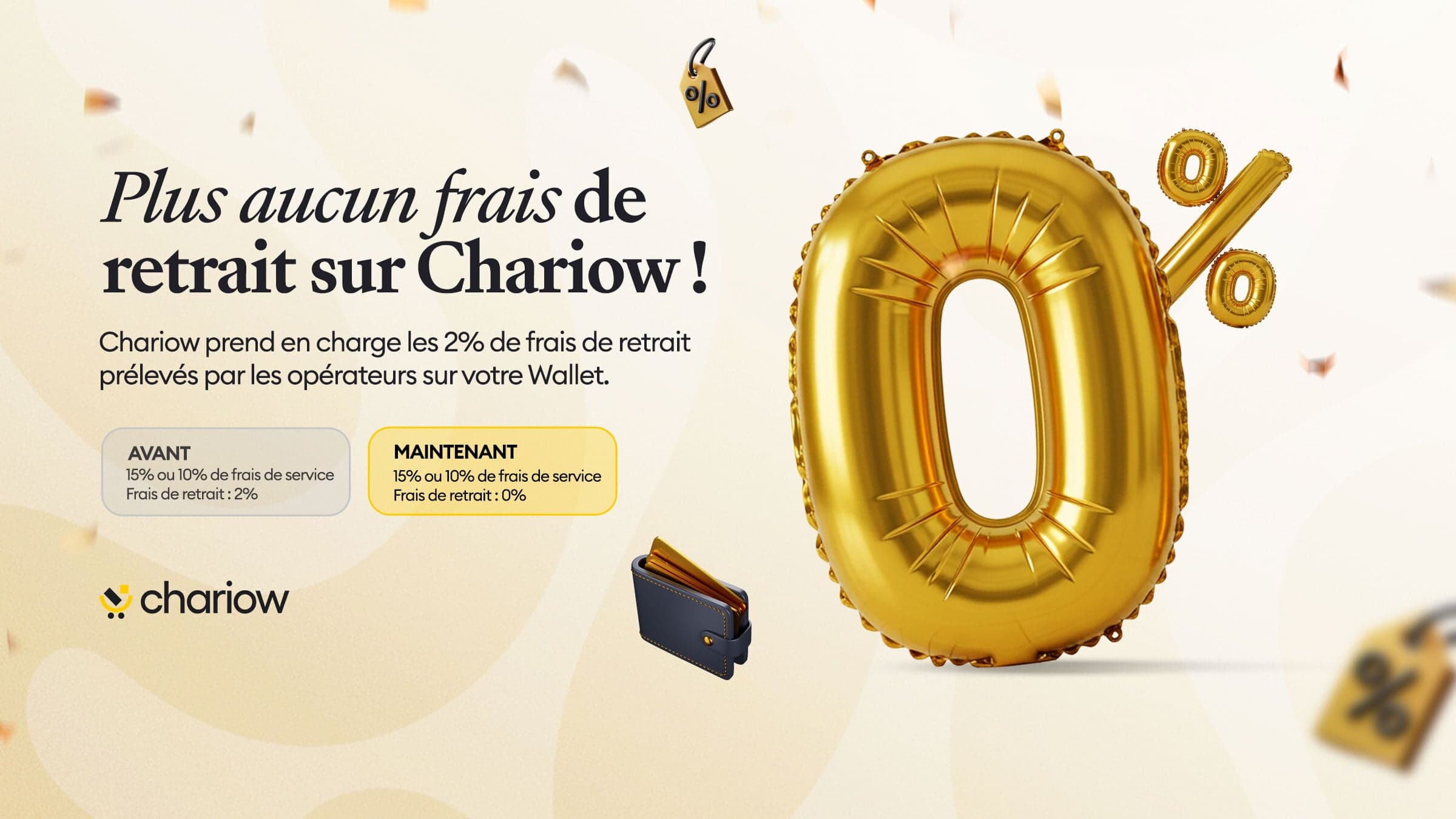 Great news: Chariow removes operator withdrawal fees